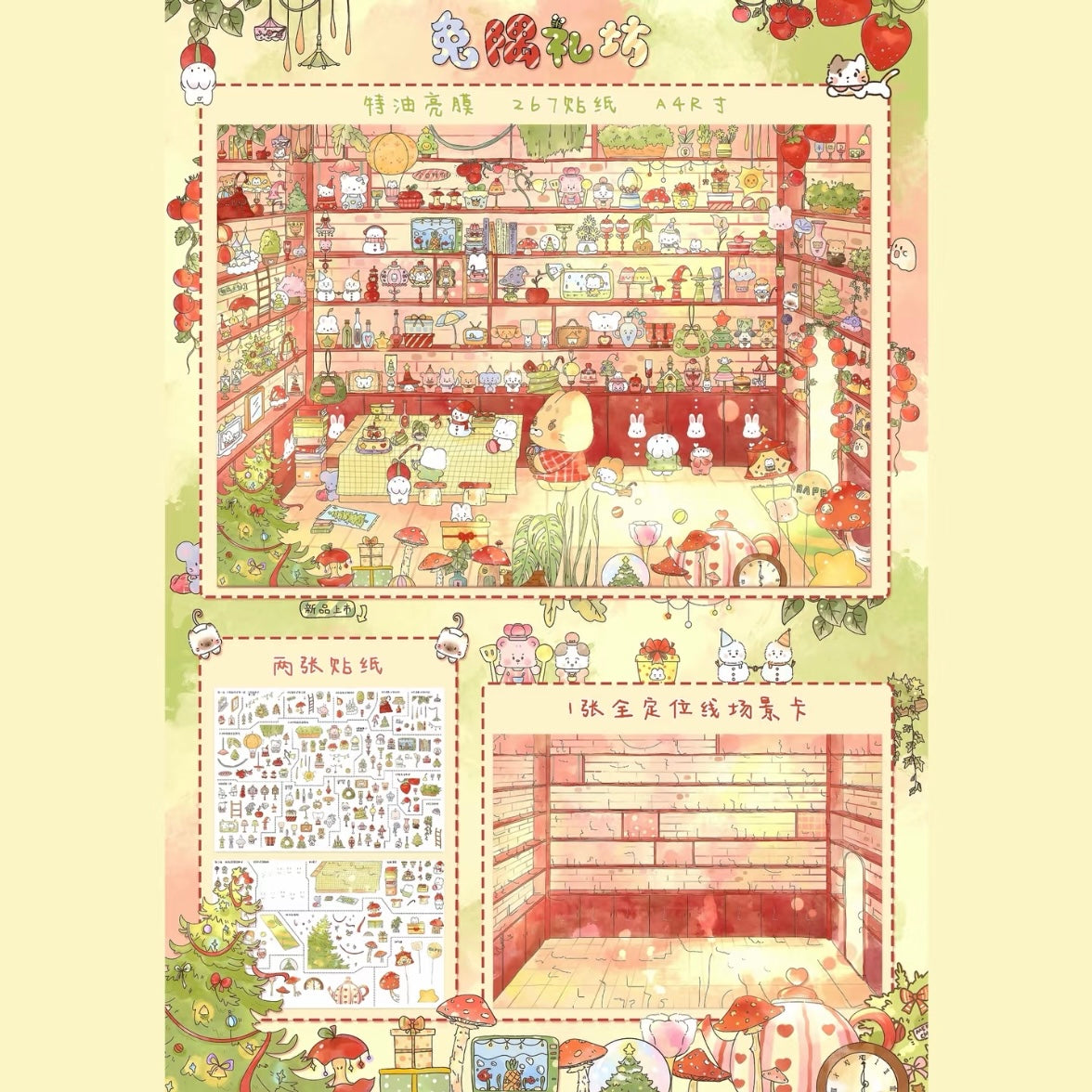 MANMANZHI Vol. 1 Rabbit Town Food Alley Mushroom House Plant Exploration Bureau Rabbit Corner Gift Workshop - L