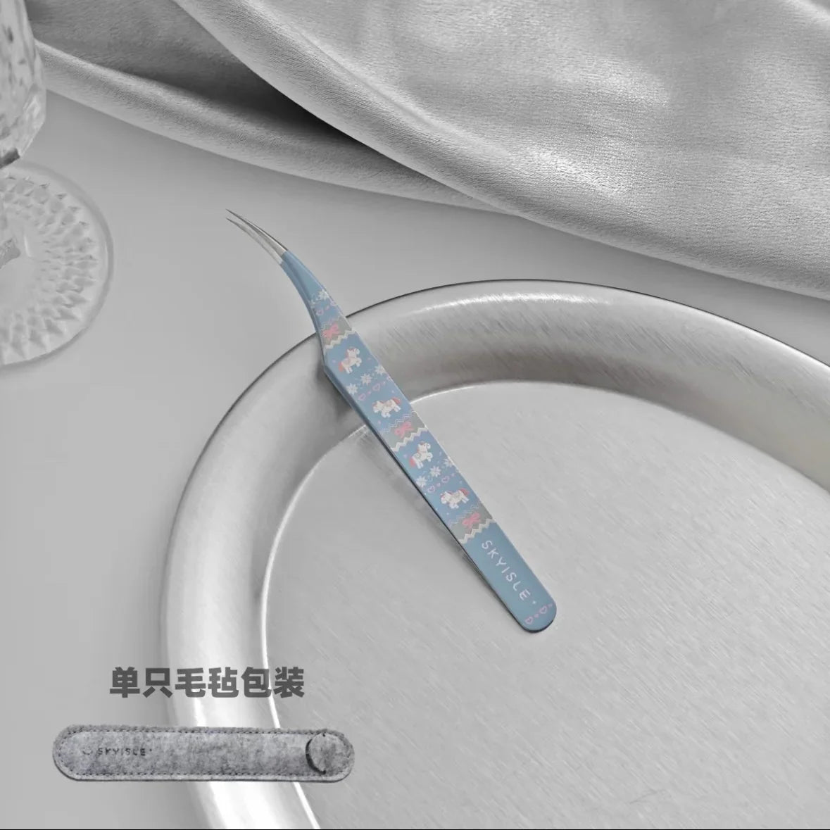 DIY mininature Scene Sticker Tweezers SKYISLE Cute Horse Tweezers Long Angled Precision Curved Tip 3