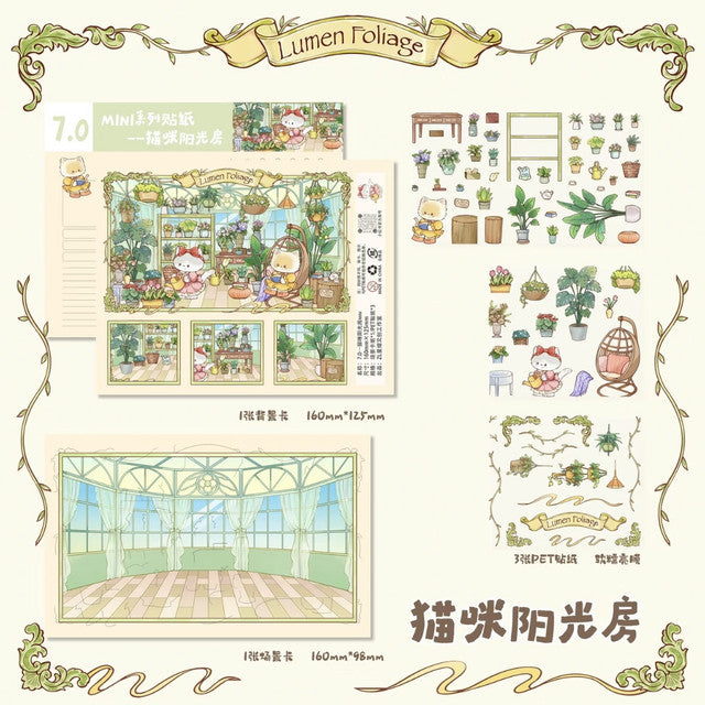 DIY mininature Scene Sticker SHINING STAR Vol. 7 Meow Cats Life Cat Magic House Cat Antique Shop Cat Tailor Shop Cat Sunroom - M 4