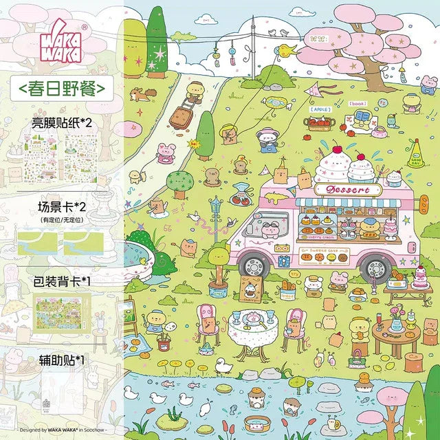 DIY mininature Scene Sticker WAKAWAKA Vol. 8 Cute Tea House - L 3
