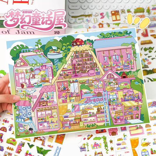 DIY mininature Scene Sticker YiLan Vol. 130 Cubicle Series Fairy Tale House Green Fun House - L 2