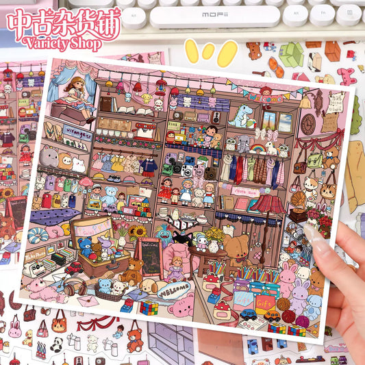 DIY mininature Scene Sticker YiLan Stocking Series Vol. 137 Vintage Curio Shop Dream Snack Shop - L 2