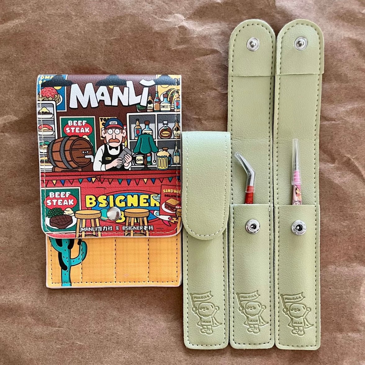 Manlishe Tweezers Vol. 2 Red Angled Tip Tweezers / Yellow Angled Tip Tweezers - JoyJollyCrafts