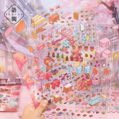 DIY miniature Scene Sticker YUXIAN YUXIAN Pocket Realm 17.0 Cherry Blossom Vending Machine Shop - L 5