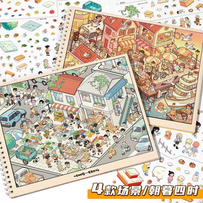 DIY miniature Scene Sticker MAN MAN The Sequence of a Day Collection Book-L 2