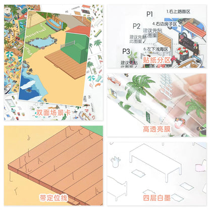 DIY miniature Scene Sticker YiLan YiLan Vol. 197 Coconut Breeze and Island Collection / Daily Life in Sakura-cho - L 4