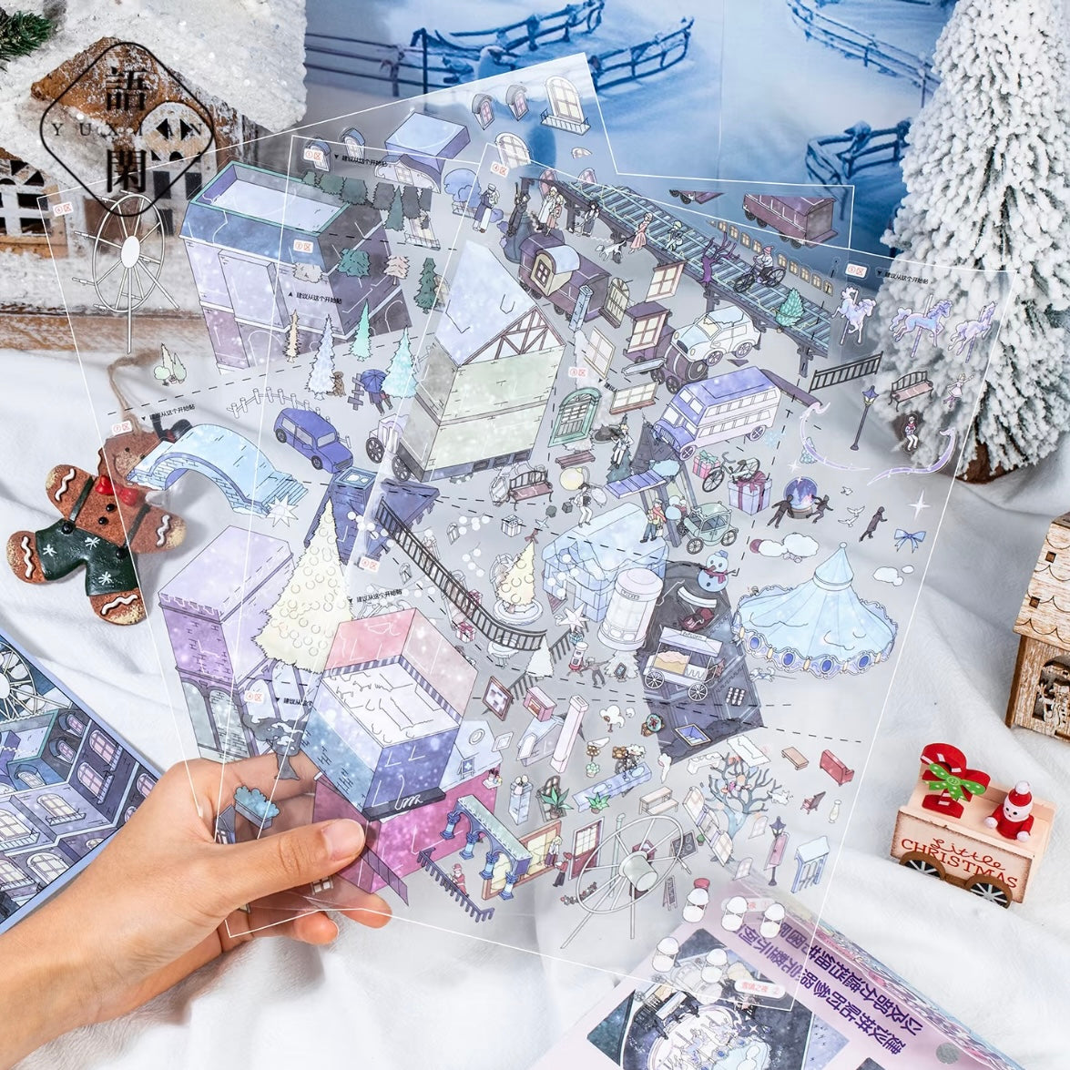 DIY miniature Scene Sticker YUXIAN YUXIAN Wanxiang Collection 3.0 Night in Snow Town - L 7