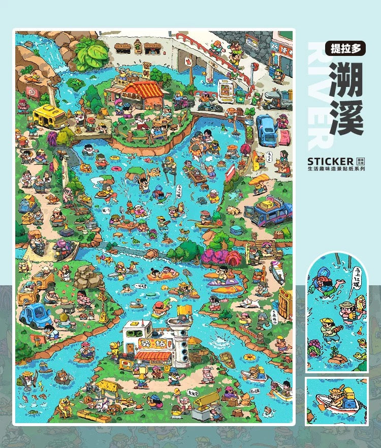 DIY miniature Scene Sticker Telado Telado Compilation 3.0 There are people everywhere. - L 7