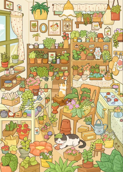 DIY miniature Scene Sticker LinWu LinWu Vol. 3 Springtime Delights in Nature / Chongqing Hot Pot / Plant shop / Seaside Café - L 5