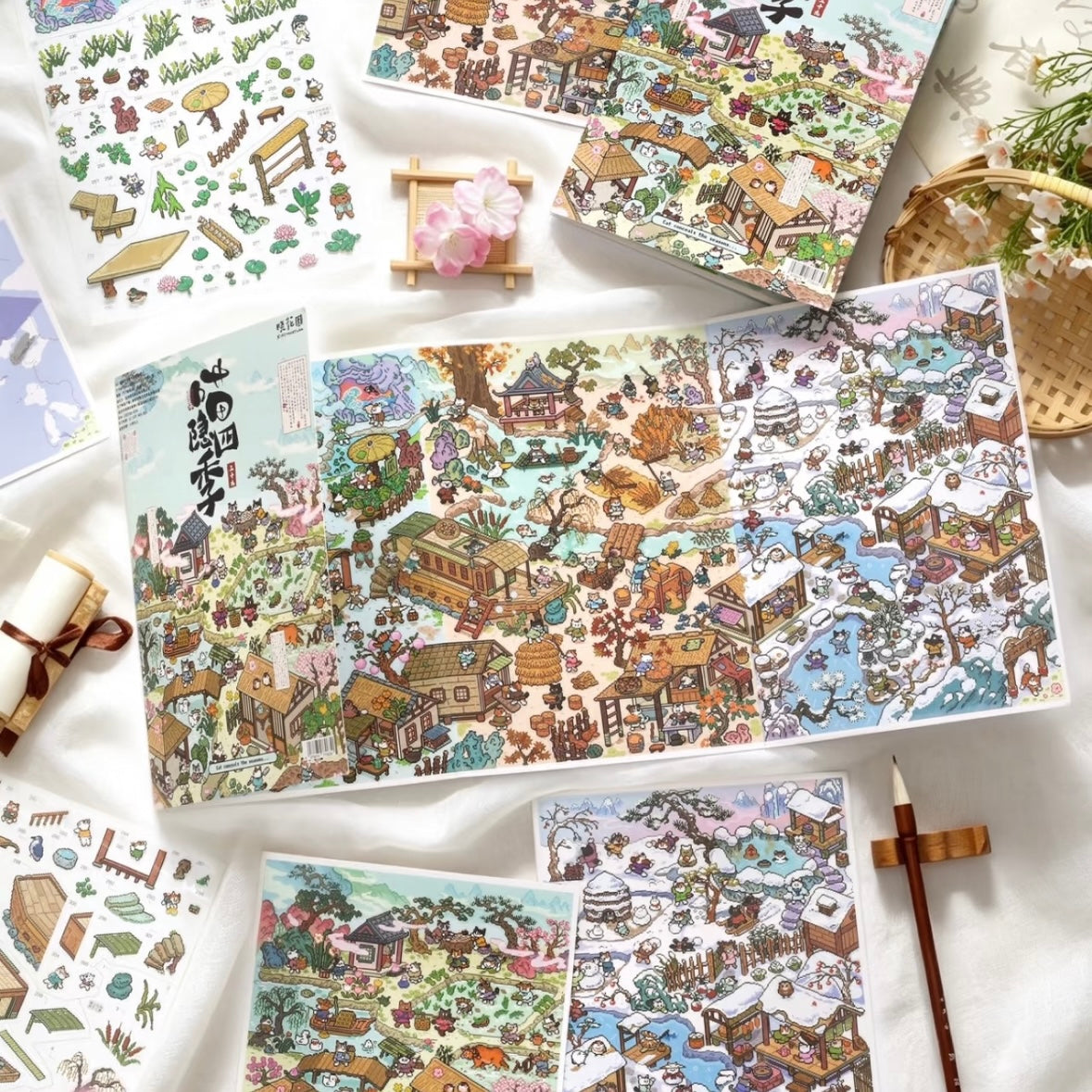 DIY miniature Scene Sticker Xiao Garden Xiao Garden Meow Four Seasons Series Spring / Summer / Autumn / Winter - XL 1