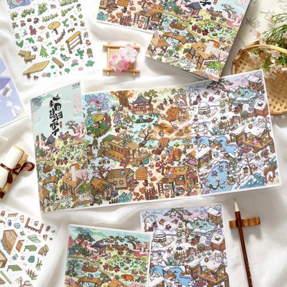 DIY miniature Scene Sticker Xiao Garden Xiao Garden Meow Four Seasons Series Spring / Summer / Autumn / Winter - XL 1