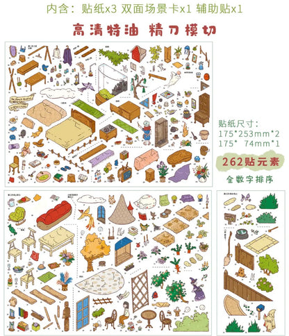 DIY miniature Scene Sticker Enjoy Leisure TIme Enjoy Leisure TIme Vol. 5 A Small Party in the Woods / The Witch's House / Lemon Town - L 7