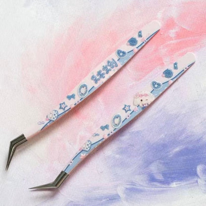 You MU 6.0 Pink Heart Puppy Tweezers Angled Tip Tweezers / Curved Tip Tweezers