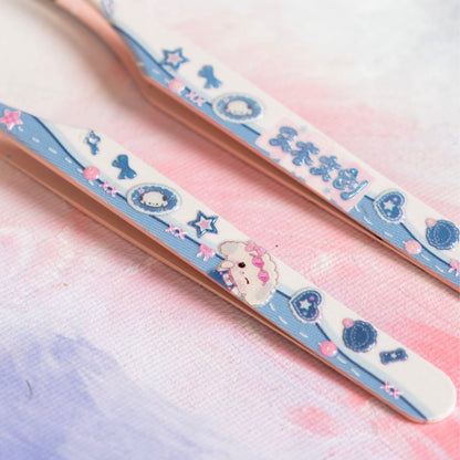 You MU 6.0 Pink Heart Puppy Tweezers Angled Tip Tweezers / Curved Tip Tweezers