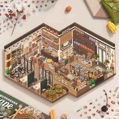 DIY miniature Scene Sticker SIMNO SIMNO Shop Series Vol. 7 Grass and Trees Leisure Hall Specimen Collection Room - L 1