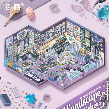 DIY miniature Scene Sticker SIMNO SIMNO Shop Series Vol. 7 Grass and Trees Leisure Hall Specimen Collection Room - L 2