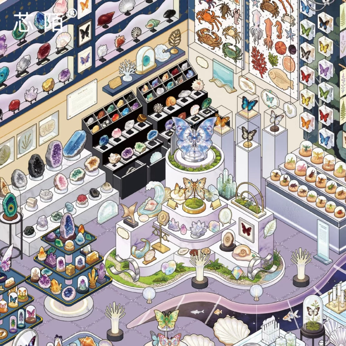 DIY miniature Scene Sticker SIMNO SIMNO Shop Series Vol. 7 Grass and Trees Leisure Hall Specimen Collection Room - L 3