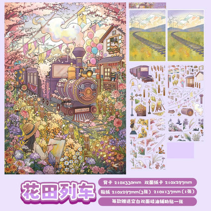 Vol. 4 Fantasy Forest Flower Field Train Farm Camping Diary Cloudside Greenhouse - L