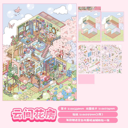 Vol. 4 Fantasy Forest Flower Field Train Farm Camping Diary Cloudside Greenhouse - L