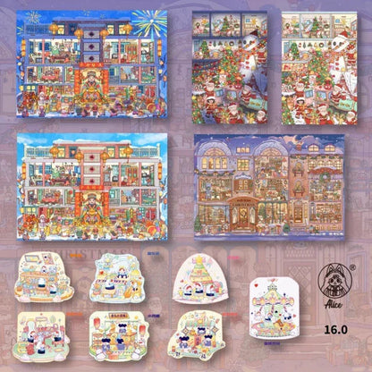 DIY mininature Scene Sticker Alice Vol. 16 Snowfall Christmas Eve New Year Fortune God Arrives Fish Christmas - L 1