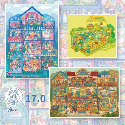 DIY mininature Scene Sticker Alice Vol. 17 Spring Boudoir Curiosity Shop Warm Light Kitchen - L 1