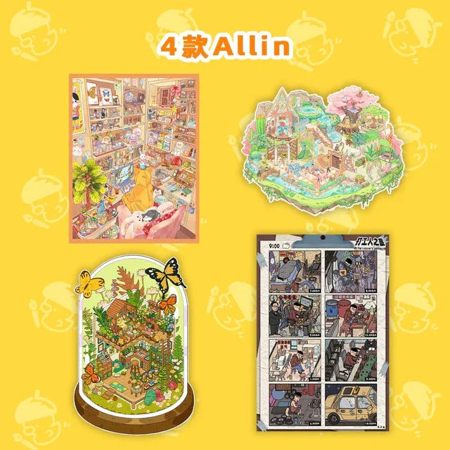 DIY mininature Scene Sticker BIBIYA Vol. 1 One Square Meter at Home Working Life Journey Specimen Jar Mini World - L 1
