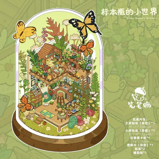 DIY mininature Scene Sticker BIBIYA Vol. 1 One Square Meter at Home Working Life Journey Specimen Jar Mini World - L 4