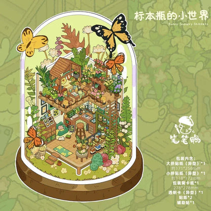 DIY mininature Scene Sticker BIBIYA Vol. 1 One Square Meter at Home Working Life Journey Specimen Jar Mini World - L 4