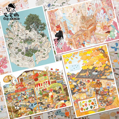 DIY miniature Scene Sticker BIBIYA BIBIYA Vol. 9 God's Summer Garden Beijing Love Story - Autumn Duck Down Street Market Land of Prophecies - L 1