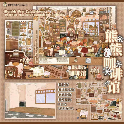 DIY mininature Scene Sticker Pineapple Vol. 10 Afternoon Tea Series Witch Bakery Bear Café Castle Banquet Magic Lamp Inn - L 4