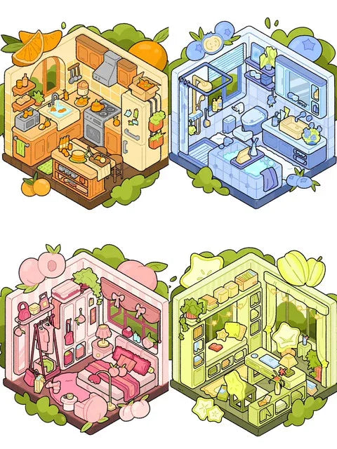 DIY mininature Scene Sticker BUZHENGJING Vol. 1 Fruits A Few Oranges A Few Blueberries A Few Peaches A Few Starfruits - M 1