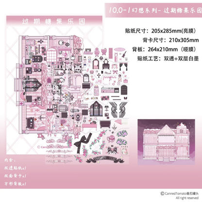 DIY mininature Scene Sticker CannerTomato Vol. 10 Cat’s Afternoon Tea Rules Gaze by the Nile Candy-Colored Daydream Transparent Heaven Fantasy Expired Candy Land Dusty Old Dreams Embers of the Title Page Paradox Specimen Workshop Gear Heart Workshop - L 7