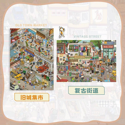 DIY mininature Scene Sticker Chao You Vol. 5(Special Oil) Old Town Market City Streets Retro Street - L 4