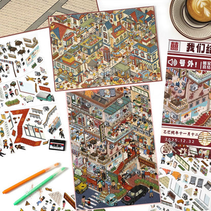 DIY mininature Scene Sticker Chao You Vol. 6(Special Oil) Street Giant Town Celebration Fishing Town - L 2