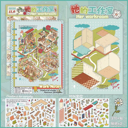 DIY mininature Scene Sticker DuJiang Vol. 11 Chinese Courtyard House Four Seasons Courtyard – Spring Rental House Her Studio Humble Dwelling - XL 5