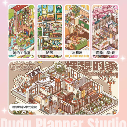 DIY mininature Scene Sticker DuJiang Vol. 11 Chinese Courtyard House Four Seasons Courtyard – Spring Rental House Her Studio Humble Dwelling - XL 7