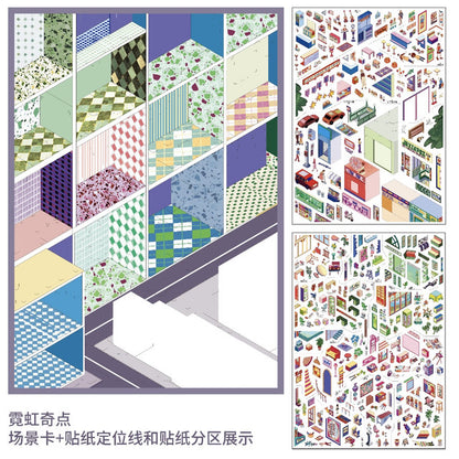 DIY mininature Scene Sticker DA MAI LUOLUO Vol. 18 Neon Singularity Spectrum Market - L 2