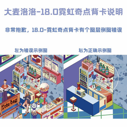 DIY mininature Scene Sticker DA MAI LUOLUO Vol. 18 Neon Singularity Spectrum Market - L 4