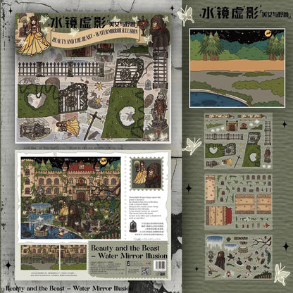 DIY mininature Scene Sticker DA MAI LUOLUO Vol. 7 Dark Fairy Tale Crimson Velvet Hunt Caged Sparrow Frosted Remains Phantom in the Water Mirror - L 4