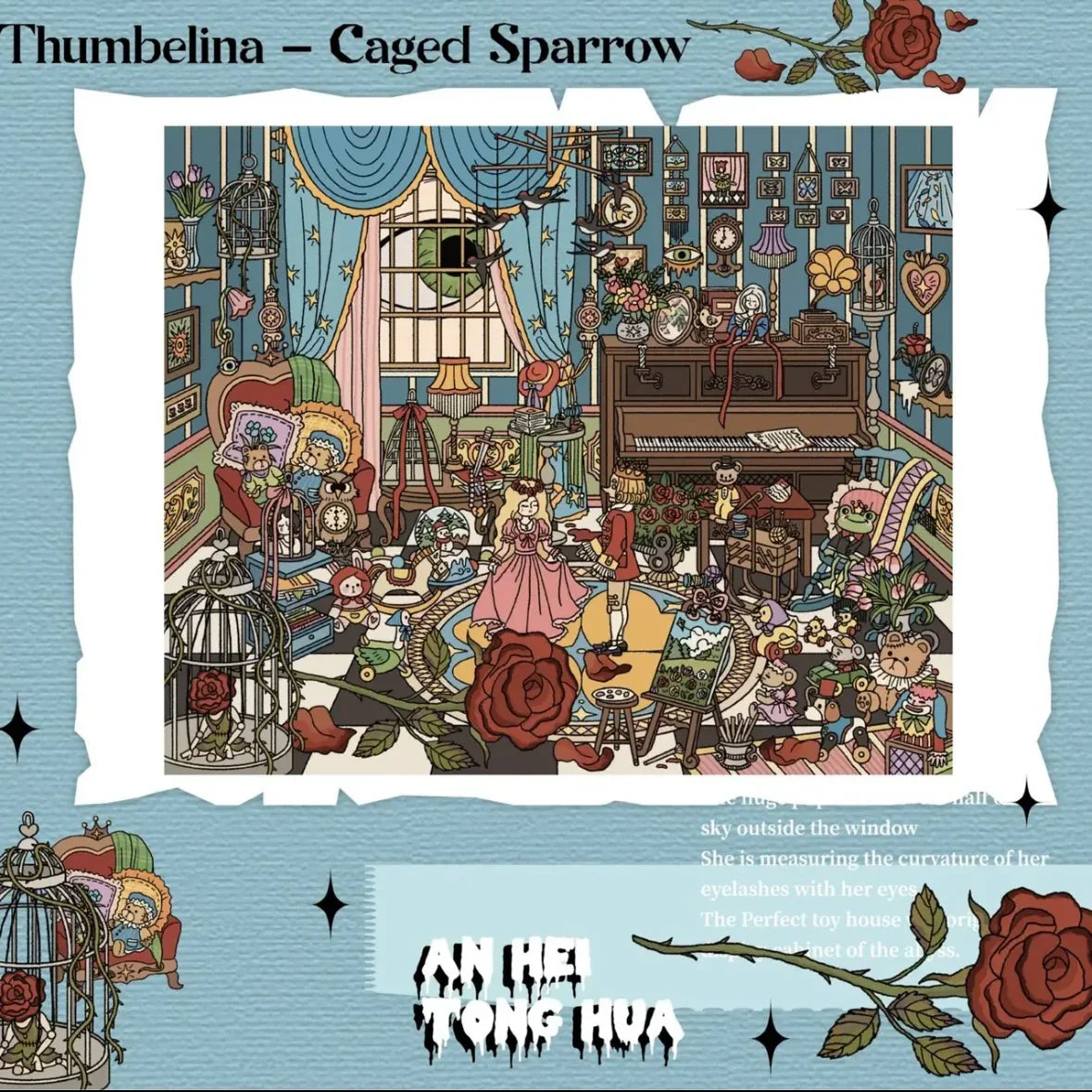 Vol. 7 Dark Fairy Tale Crimson Velvet Hunt Caged Sparrow Frosted Remains Phantom in the Water Mirror - L
