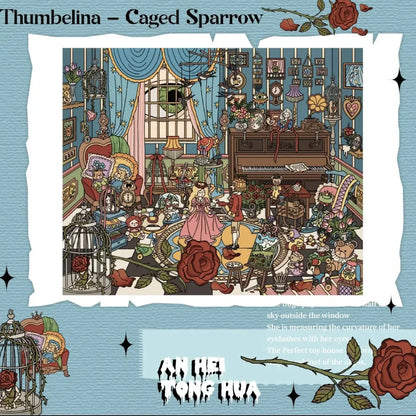 Vol. 7 Dark Fairy Tale Crimson Velvet Hunt Caged Sparrow Frosted Remains Phantom in the Water Mirror - L