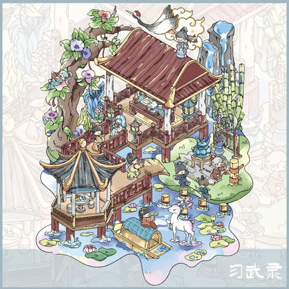 DIY mininature Scene Sticker DA MAI LUOLUO Vol. 9 Bone Tailor Drum Cloud Ballad Lingering Music Pavilion Martial Arts Chronicle - M 2