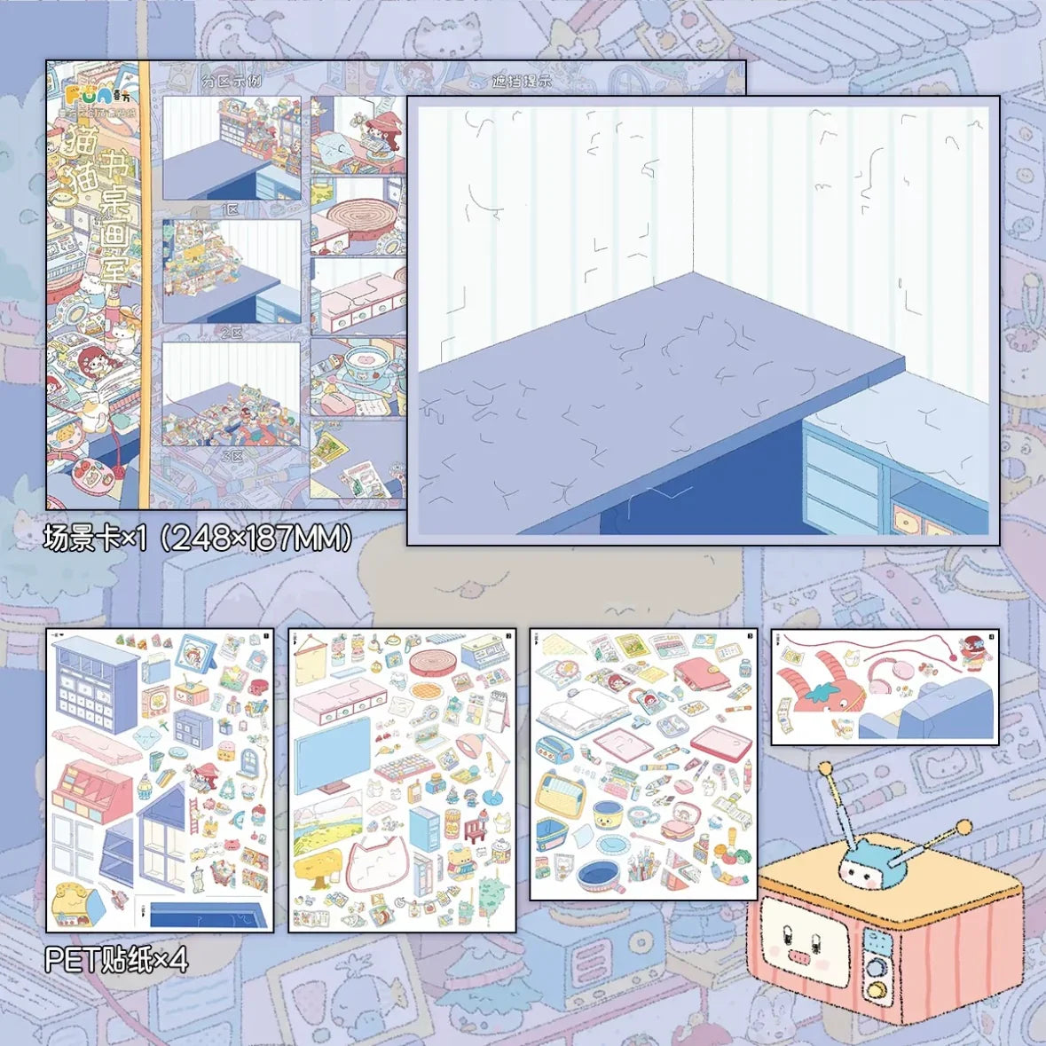 DIY mininature Scene Sticker FULFUL Vol. 5 Cat Desk Studio Sweet Dream Sea Star Sketch + Fragrant Corner + Sea Residence - L 6