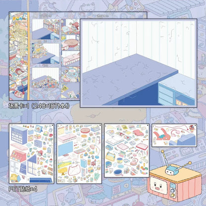 DIY mininature Scene Sticker FULFUL Vol. 5 Cat Desk Studio Sweet Dream Sea Star Sketch + Fragrant Corner + Sea Residence - L 6