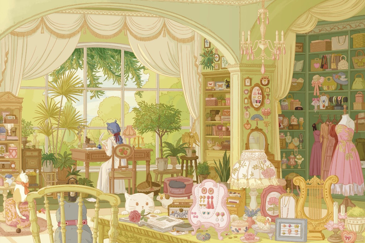 DIY miniature Scene Sticker FULFUL Vol. 7 Cat Girl's Home Cat Girl's Fragrance Shop Floating Island Goods Weekend Country Market - L 4