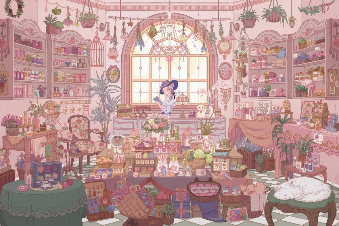 DIY miniature Scene Sticker FULFUL Vol. 7 Cat Girl's Home Cat Girl's Fragrance Shop Floating Island Goods Weekend Country Market - L 5