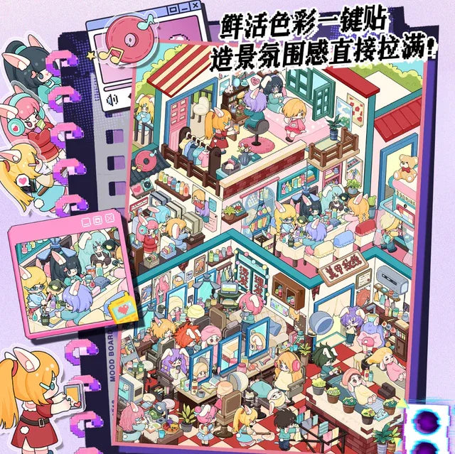 DIY mininature Scene Sticker Fairytales On Paper Vol. 22 Alternative Hair Salon + Magic World - L 3