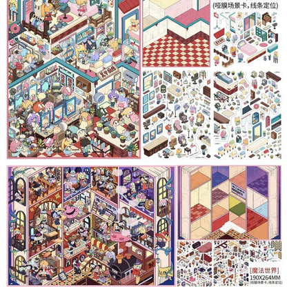 DIY mininature Scene Sticker Fairytales On Paper Vol. 22 Alternative Hair Salon + Magic World - L 4