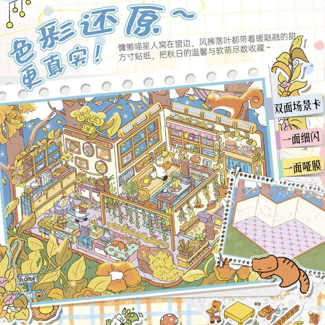 DIY mininature Scene Sticker Fairytales On Paper Vol. 23 Winter Cabin + Autumn Cottage - L 3