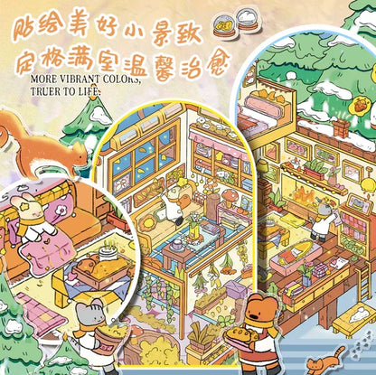 DIY mininature Scene Sticker Fairytales On Paper Vol. 23 Winter Cabin + Autumn Cottage - L 4